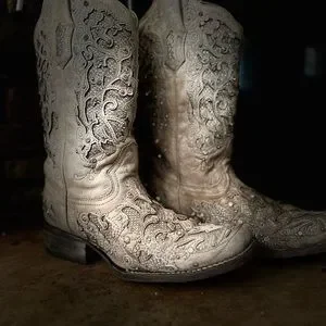 Corral | Shoes | Corral Womens 8 Boot Beige White Rhinestone | Poshmark